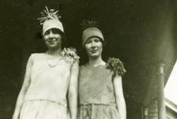 Best friend, Fidelia Haughn, and Gwen Knaggs, front porch of Roy Tooman house at 227 County St., Milan, Michigan, circa 1930.