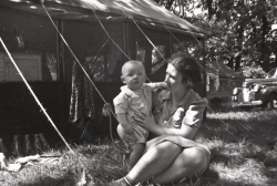 Gwen holding Paul, Jr. Lake Geneva circa 1940