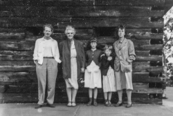 John Thelin, unidentified woman, Johnia, Sissy and Virginia Thelin.  Circa 1948.