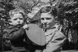 Paul Jr. at Morgan Park Military Academy holding Jim.  Circa 1953.