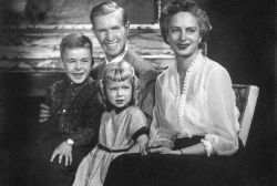 Bill, Georgia, Mike and Barbara Hale at the Woodlawn house - Christmas, circa 1954.