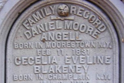 Family record, Daniel Moore Angell to Moses Richardson as inscribed on a tombstone in Lamont, Mi.